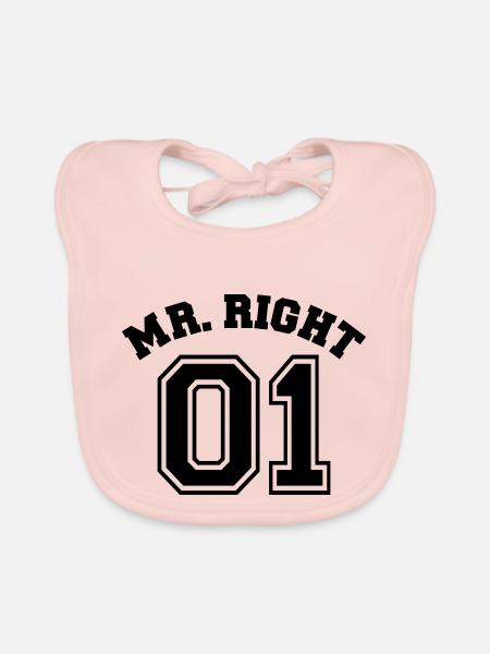 Mr. Right 01 - Bavoir bio Bébé - rose - Devant