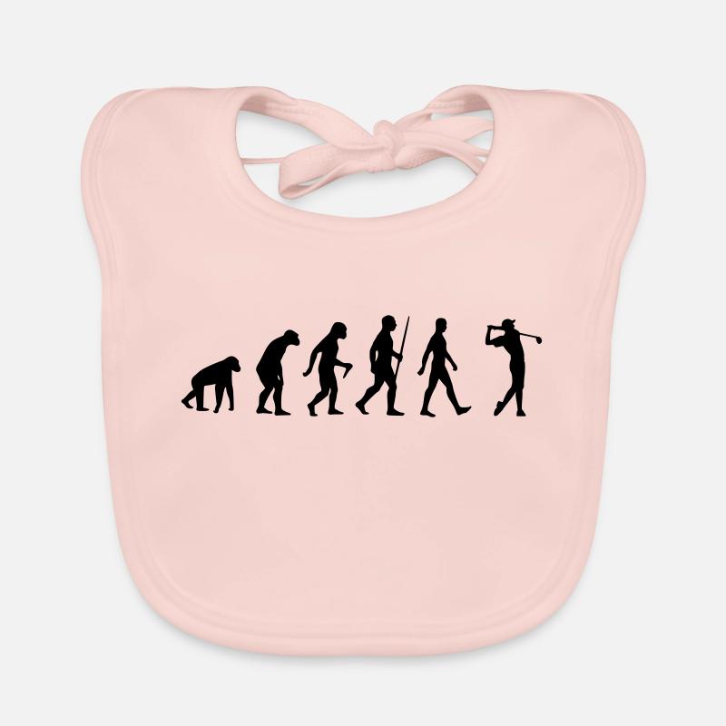Golf, Golfers, Golf, Evolution, Coup Carré - Bavoir bio Bébé - rose