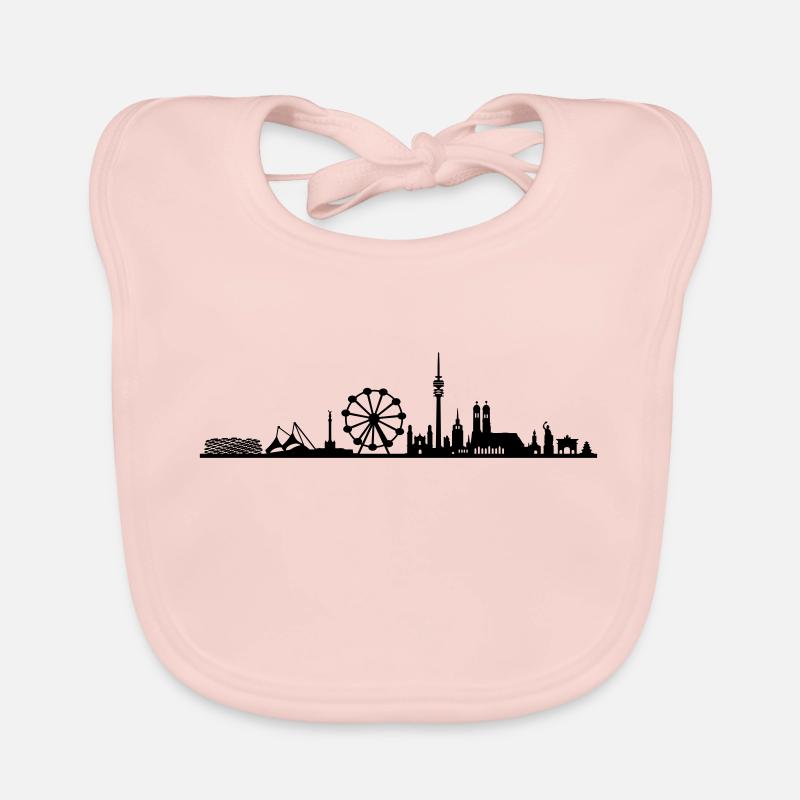 Skyline - München Riesenrad - Baby Bio-Lätzchen - Rose