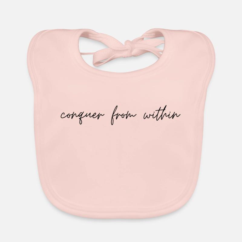quote conquer from within Organic Baby Bibs