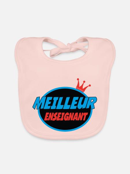 MEILLEUR ENSEIGNANT - Bavoir bio Bébé - rose - Devant