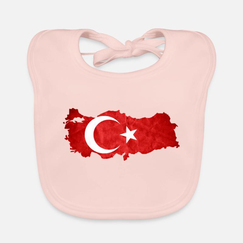 Drapeau de la turquie - Bavoir bio Bébé - rose