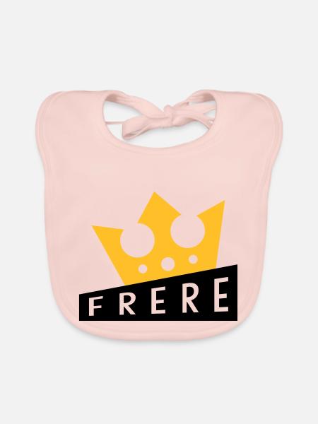 Bro Brother Bruder Frère Frere Baby Bébé - Organic Baby Bibs - rose - Front