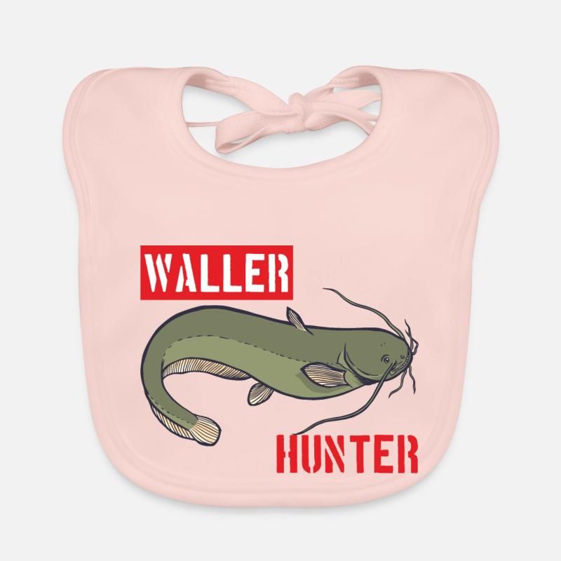 Wallerhunter Waller Hunter Wels Jäger Catfish - Baby Bio-Lätzchen - Rose