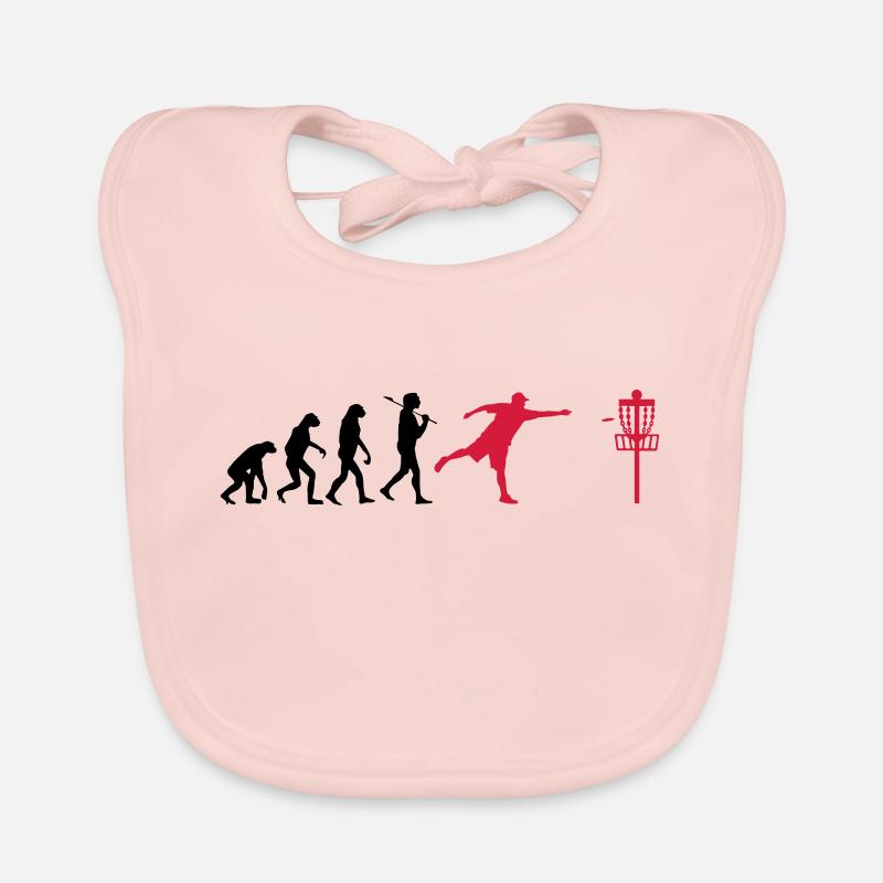 Disc Golf Evolution Ultimate Frisbee Lustig Sport - Baby Bio-Lätzchen - Rose