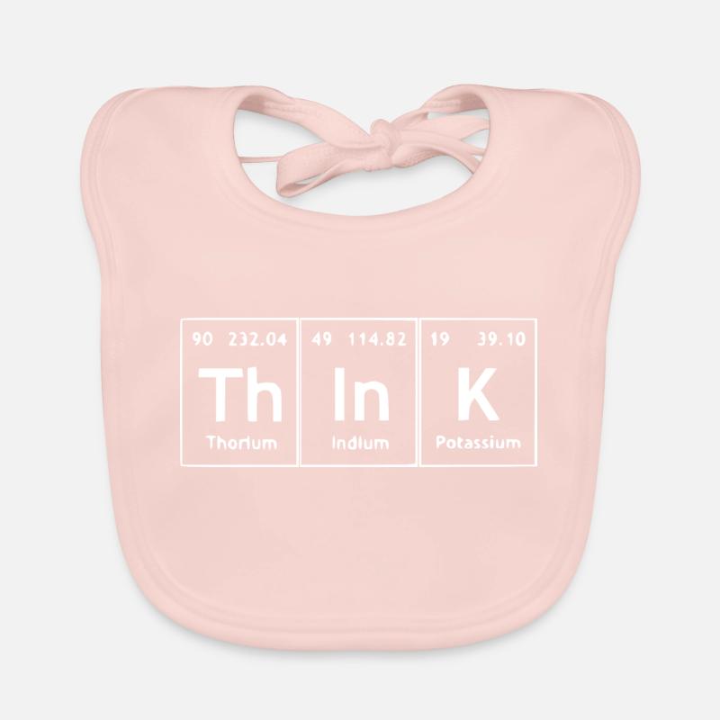Think- pensée tableau périodique blanc - Bavoir bio Bébé - rose