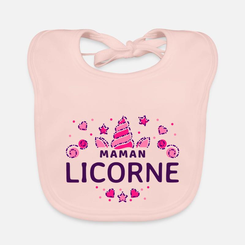 Maman Licorne - Bavoir bio Bébé - rose