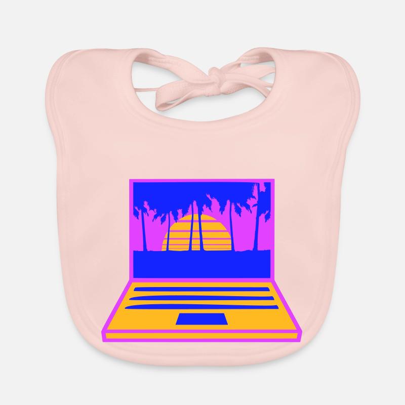 Laptop Computer Bildschirm Palmen PC Streifen Nerd Baby Bio-Lätzchen