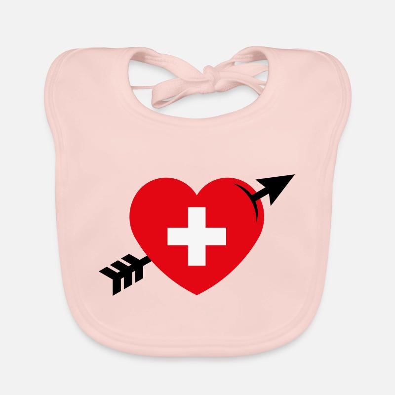 Herz Mit Schweizerkreuz Und Pfeil (Schweiz / 3C) Baby Bio-Lätzchen