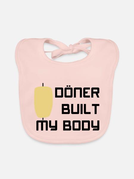 Döner construit mon corps - Bavoir bio Bébé - rose - Devant