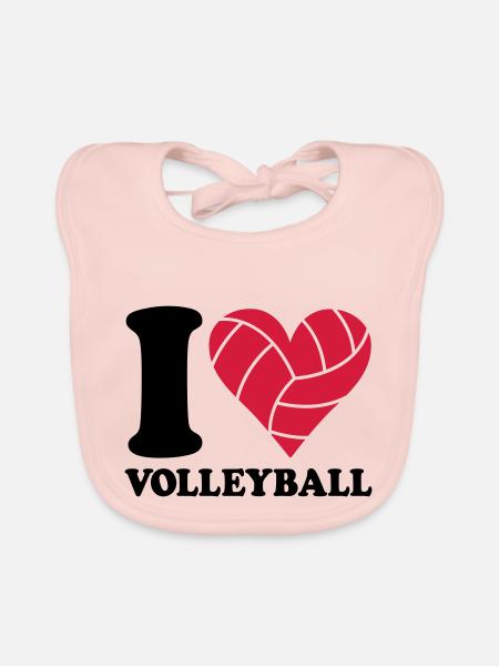 I love Volleyball - Baby Bio-Lätzchen - Rose - Vorne