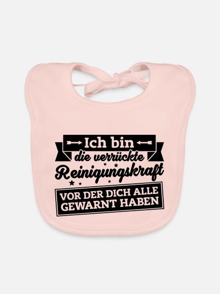 Fun-Shirt Verrückte Reinigungskraft - Baby Bio-Lätzchen - Rose - Vorne