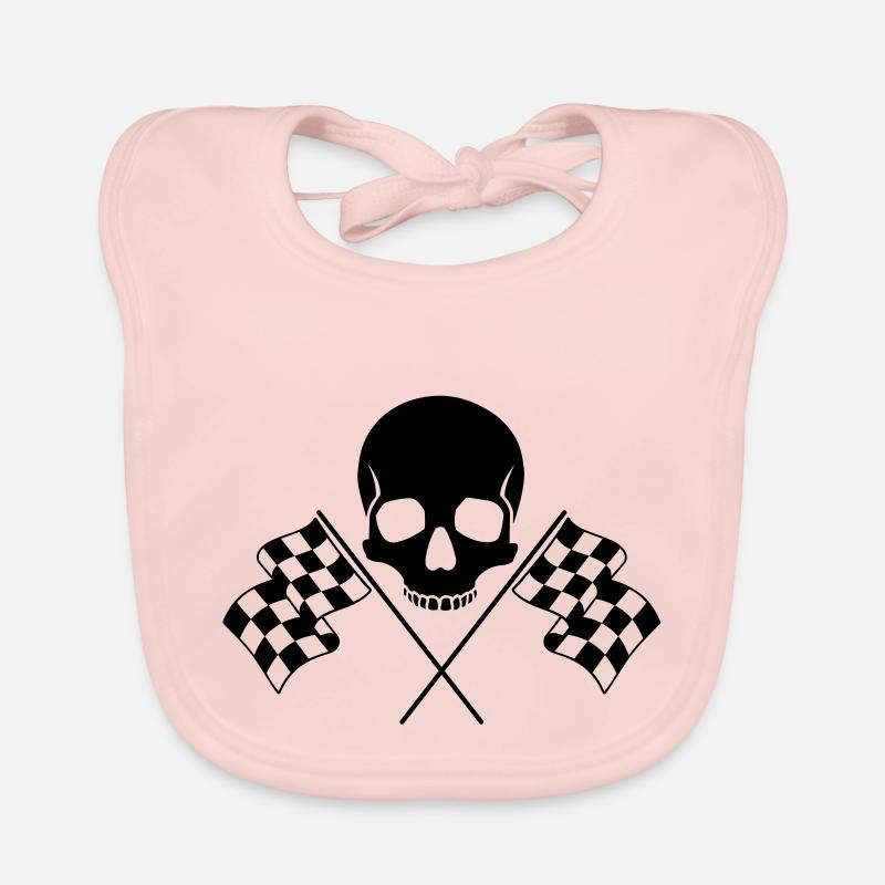 Skull Checkered Flags Organic Baby Bibs