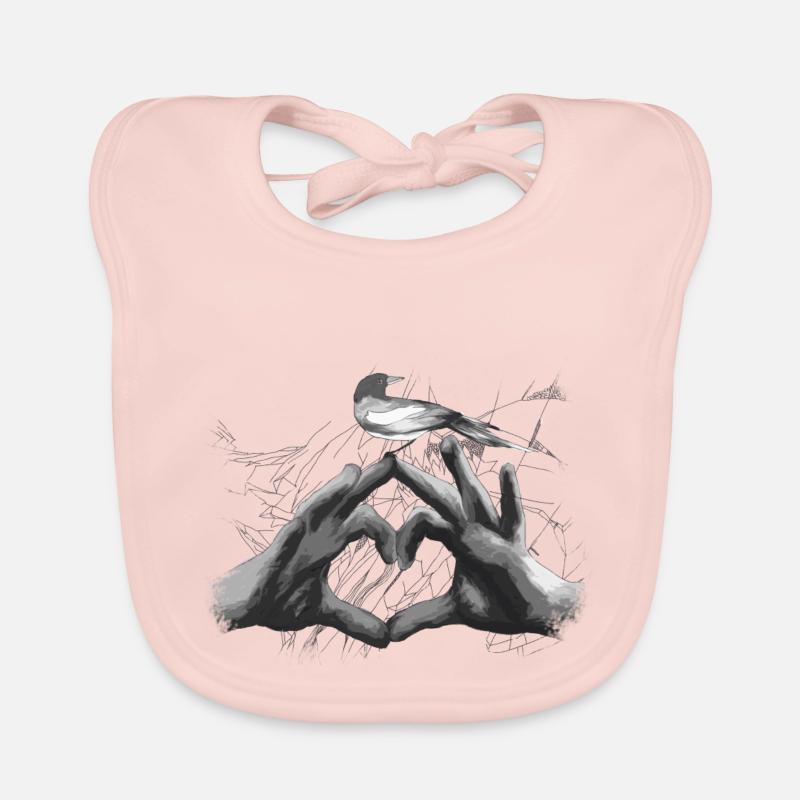 graphique heart - Bavoir bio Bébé - rose