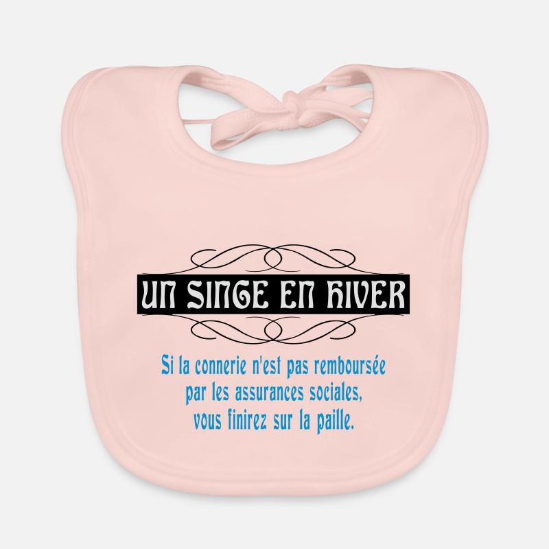 un singe en hiver - Bavoir bio Bébé - rose