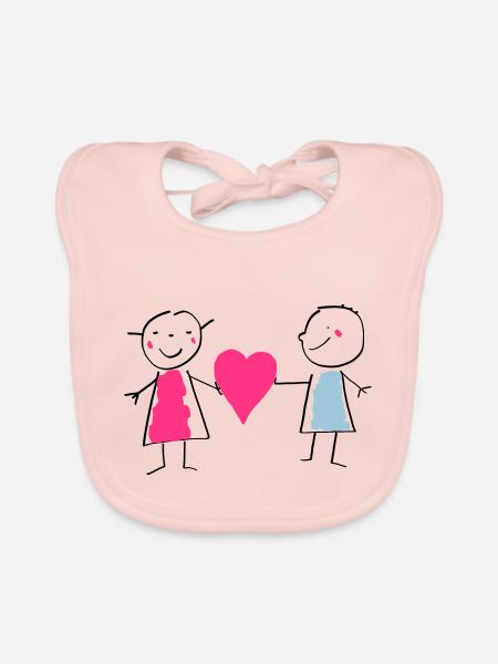 Love / Amour / Liebe Valentine's Day Valentinstag - Organic Baby Bibs - rose - Front