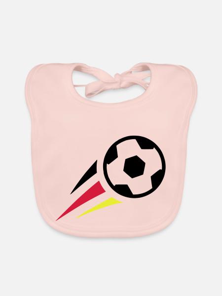Fußball mit Streifen Deutschland - Baby Bio-Lätzchen - Rose - Vorne