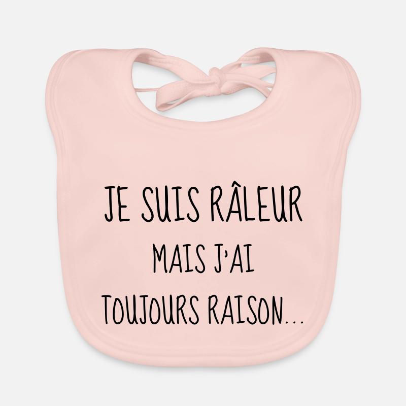 Râleur - Raleur - Citation - Humour - Comique - Bavoir bio Bébé - rose