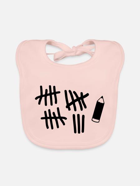 Striche - Stift - Baby Bio-Lätzchen - Rose - Vorne