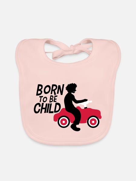 né pour être enfant garçon jouet voiture enfants amusement - Bavoir bio Bébé - rose - Devant
