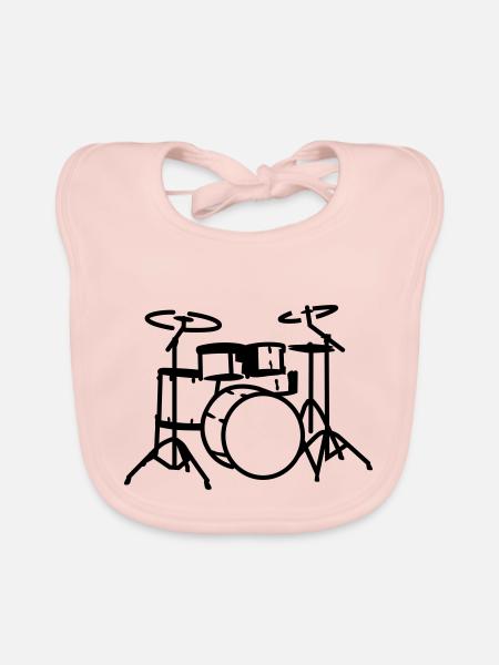 drums - Organic Baby Bibs - rose - Front