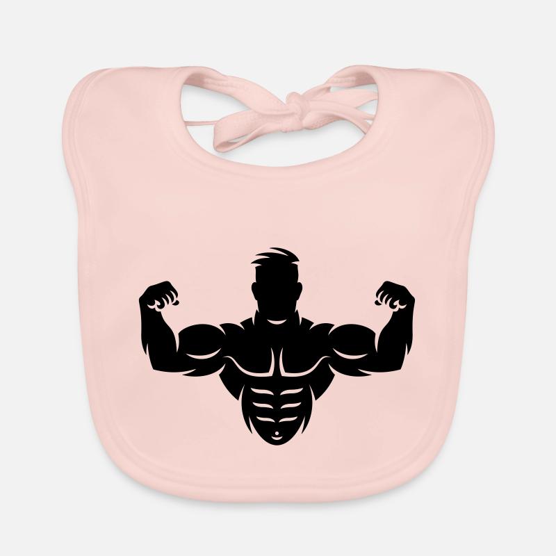 Bodybuilder (Bodybulding, Biceps, Athletic Sports) Organic Baby Bibs