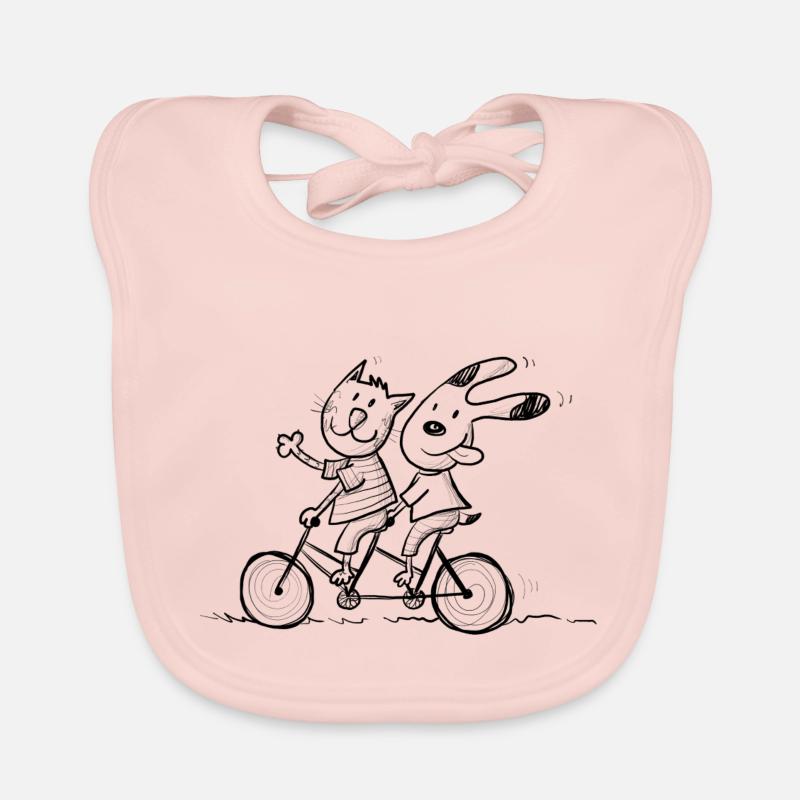 Vélo Chien Chat - Bavoir bio Bébé - rose
