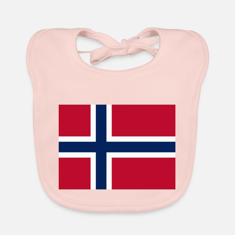 Drapeau Norvège / Norway flag - Bavoir bio Bébé - rose