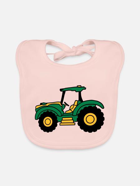 Bauernhof Traktor fahren - Baby Bio-Lätzchen - Rose - Vorne