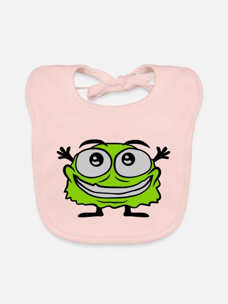 Petit monstre poilu mignon - Bavoir bio Bébé - rose - Devant