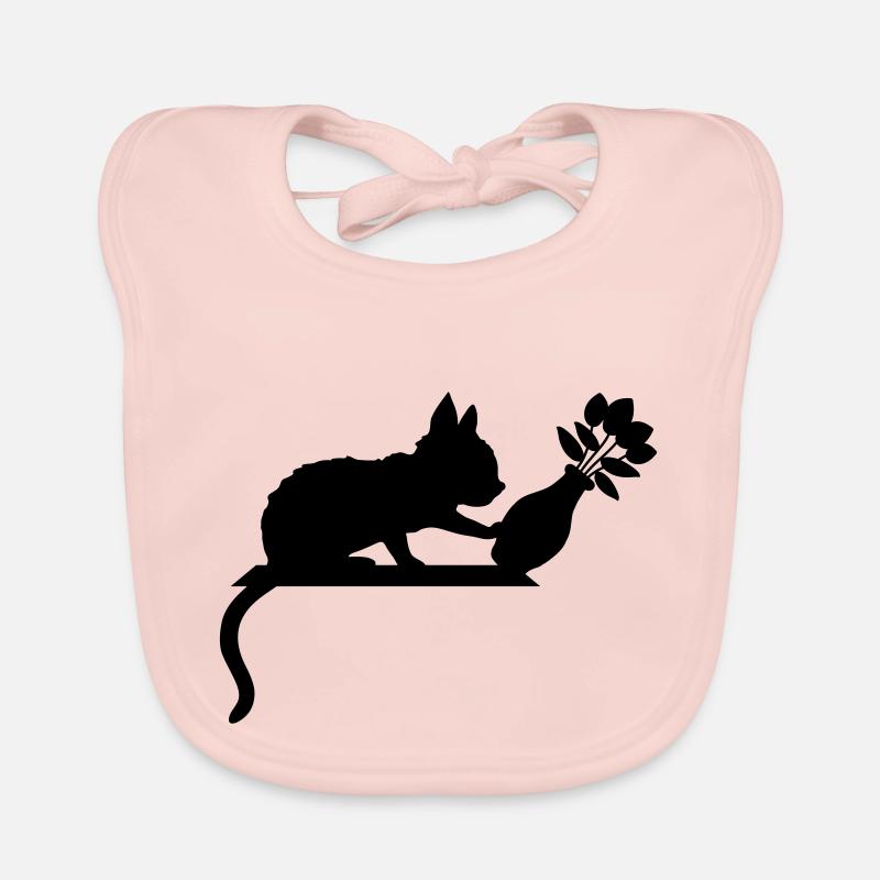 Vase à fleurs renversé sur un chat effronté Bavoir bio Bébé