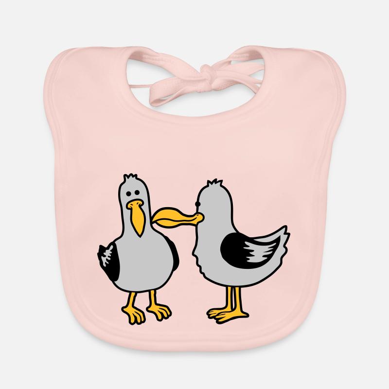 Amis 2 drôles de mouettes - Bavoir bio Bébé - rose