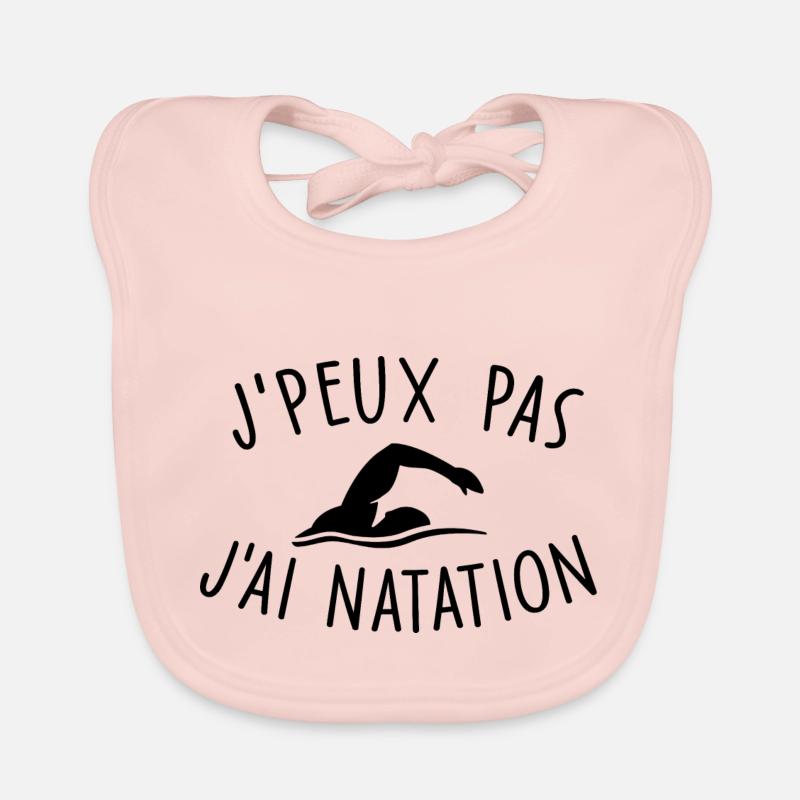 j peux pas j ai natation - Bavoir bio Bébé - rose