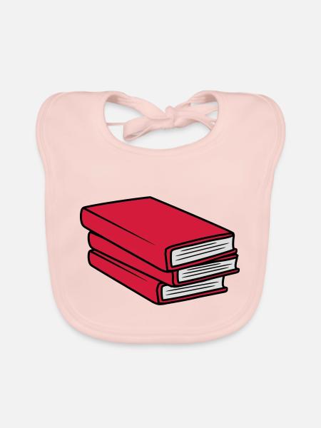 3 Books Stack Design - Organic Baby Bibs - rose - Front