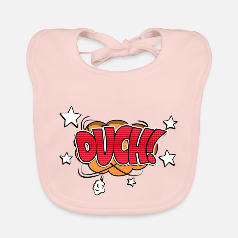 Ouch! Comic Style Bubble Graffiti Lettering Organic Baby Bibs