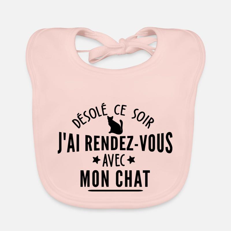 j ai rendez vous avec mon chat / humour chat - Bavoir bio Bébé - rose