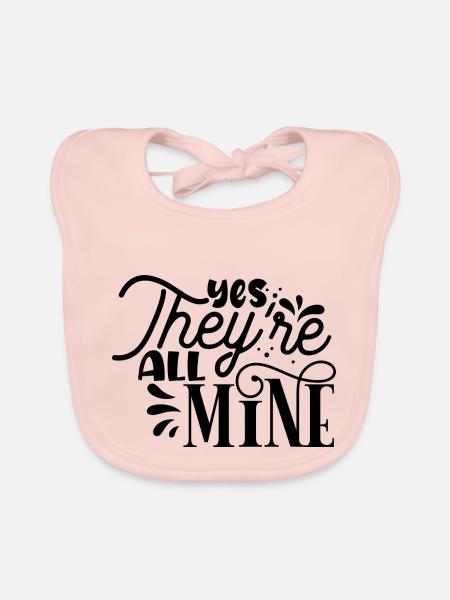 Oui, ils sont tous à moi - Bavoir bio Bébé - rose - Devant