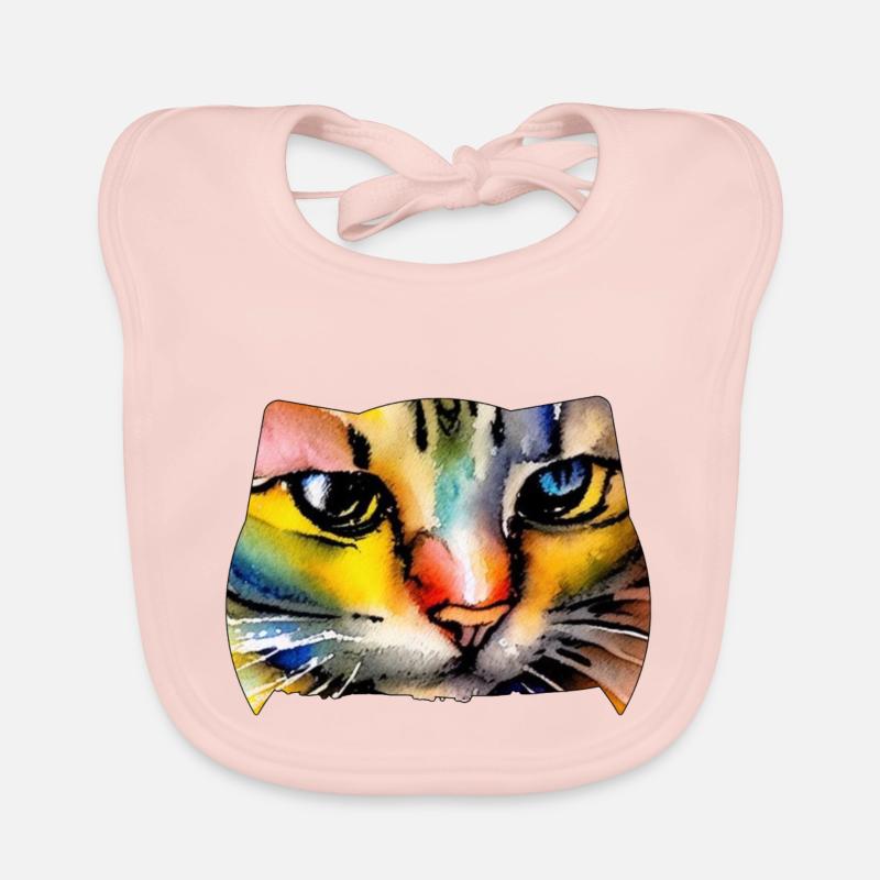Katzengesicht 7 - Baby Bio-Lätzchen - Rose