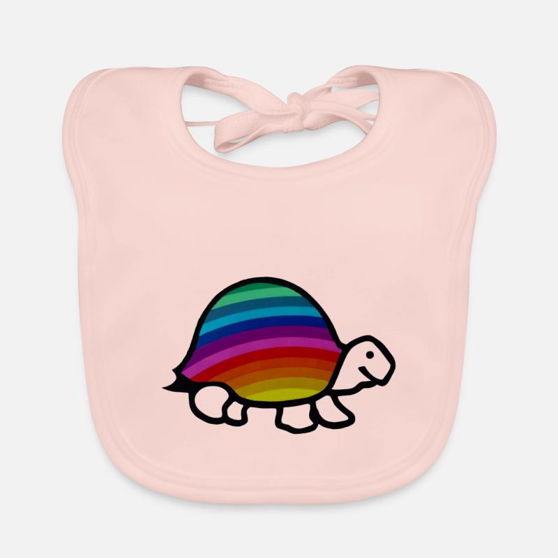 Fröhliche Regenbogen Schildkröte Baby Bio-Lätzchen