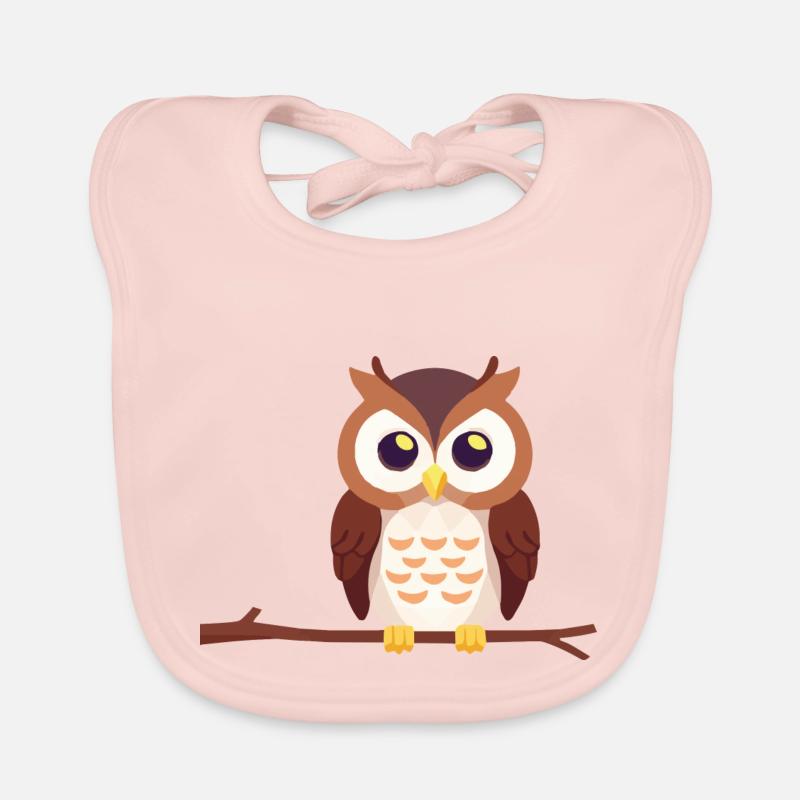 Uhu Eule Vogel auf Ast Baby Bio-Lätzchen