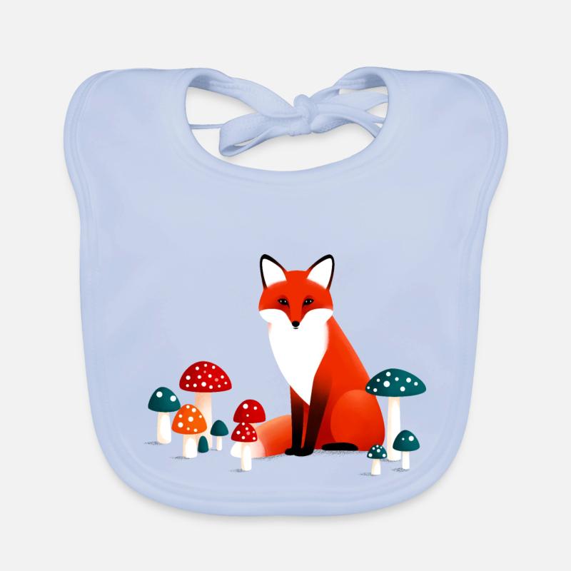 Fox with mushrooms Organic Baby Bibs