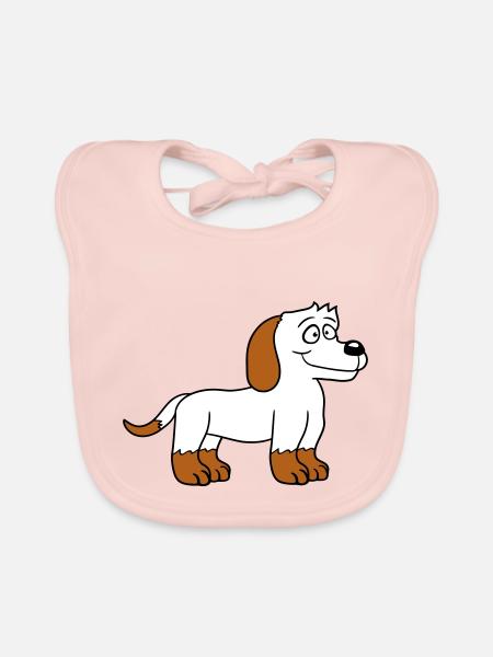 Hund Steht Süß Kleiner Glücklicher Welpe Haustier - Baby Bio-Lätzchen - Rose - Vorne