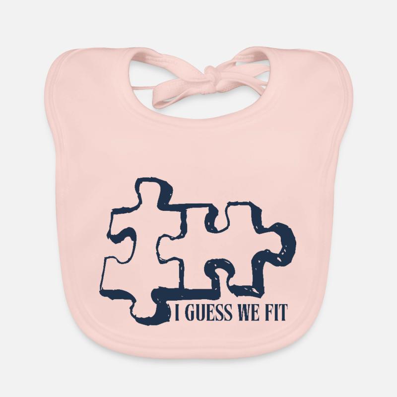 Pièces de puzzle - Bavoir bio Bébé - rose