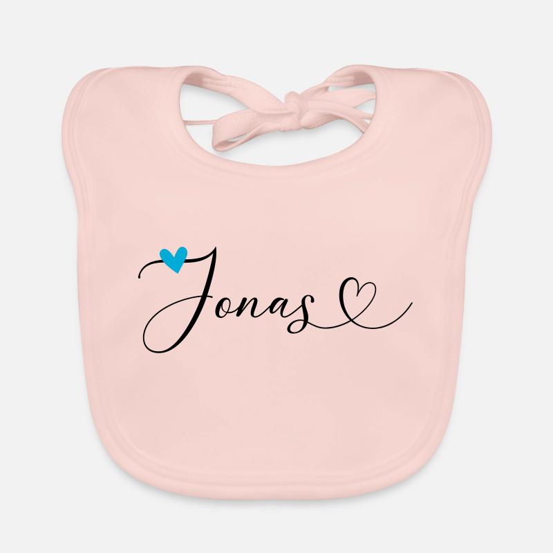Jonas Surname First name Calligraphy Heart Organic Baby Bibs