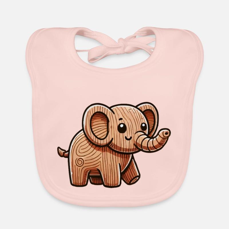 Eléphant en bois Bavoir bio Bébé