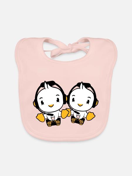 2 Ducks Gamer Gaming Controller Headset Console - Organic Baby Bibs - rose - Front