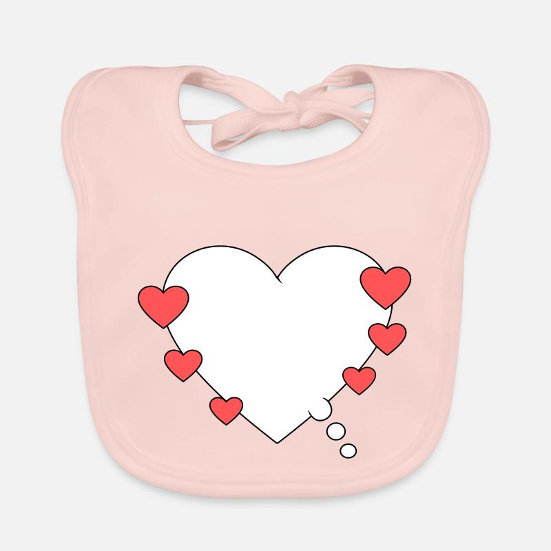Bulle de pensée avec cœur - Bavoir bio Bébé - rose