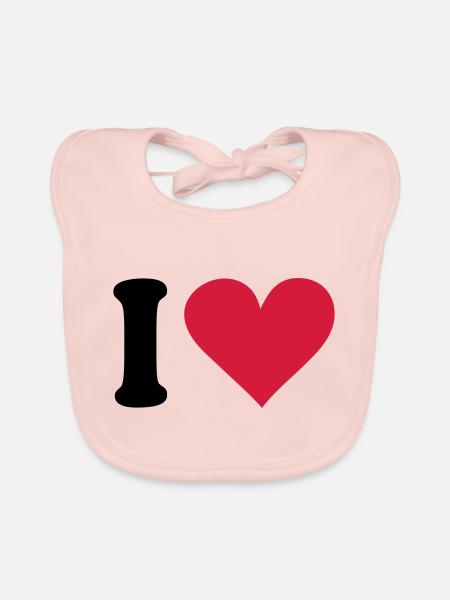 I - love - Baby Bio-Lätzchen - Rose