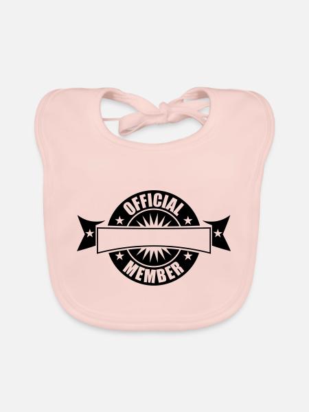 official banner circle round stamp sticker officia - Organic Baby Bibs - rose - Front
