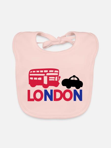 LONDON CAP BLACK & RED BUS - Baby Bio-Lätzchen - Rose - Vorne
